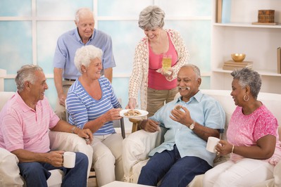 Group of seniors enjoying social activities together