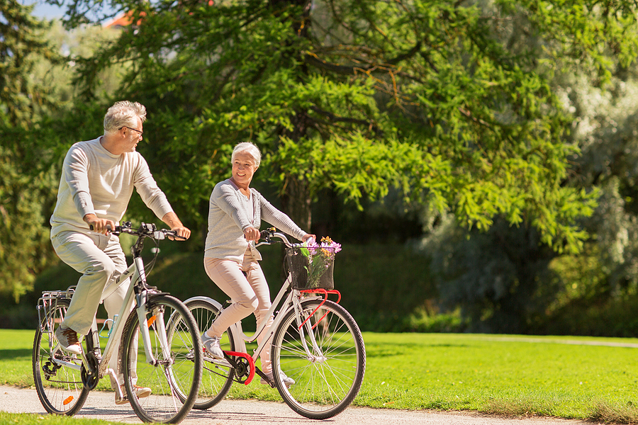 Senior Couple On A Bike Ride