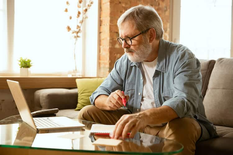 Senior taking advantage of the benefits technology offers them.