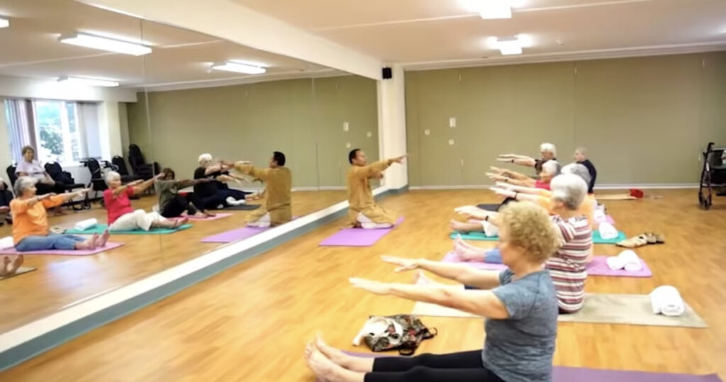 seniors doing yoga